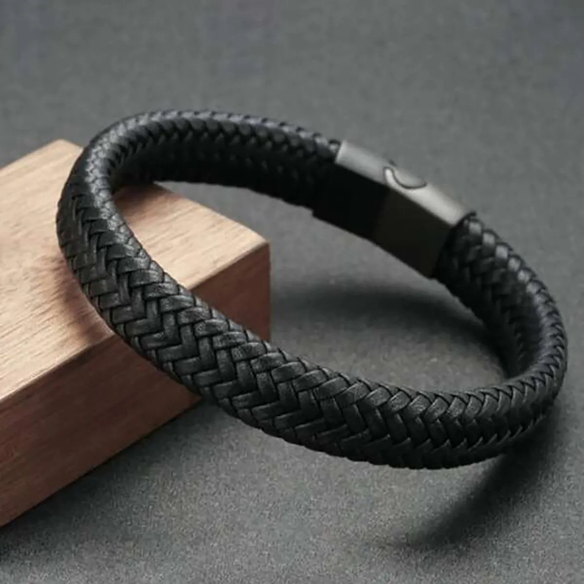 20cm Black PU Leather Magnetic Bracelet Men Elegant Stable Gift Jewelry gallery