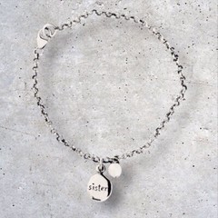 Sterling Silver .925 Petite Sisters Bracelet with Small Pearl Bead