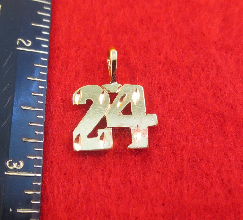 14KT GOLD EP NUMBER "24" DIAMOND CUT CHARM gallery