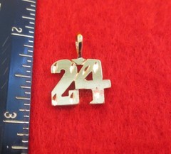 14KT GOLD EP NUMBER “24” DIAMOND CUT CHARM
