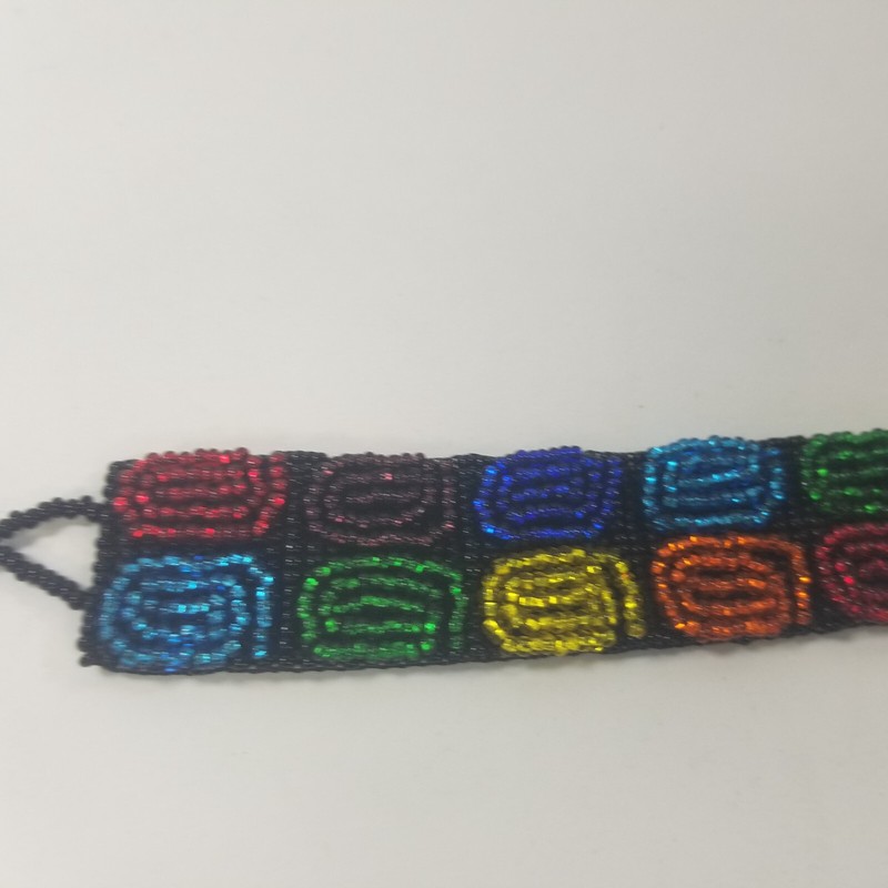 Seed Bead Bracelet Handmade Fashion Jewelry Wide Cuff Black Multicolor gallery