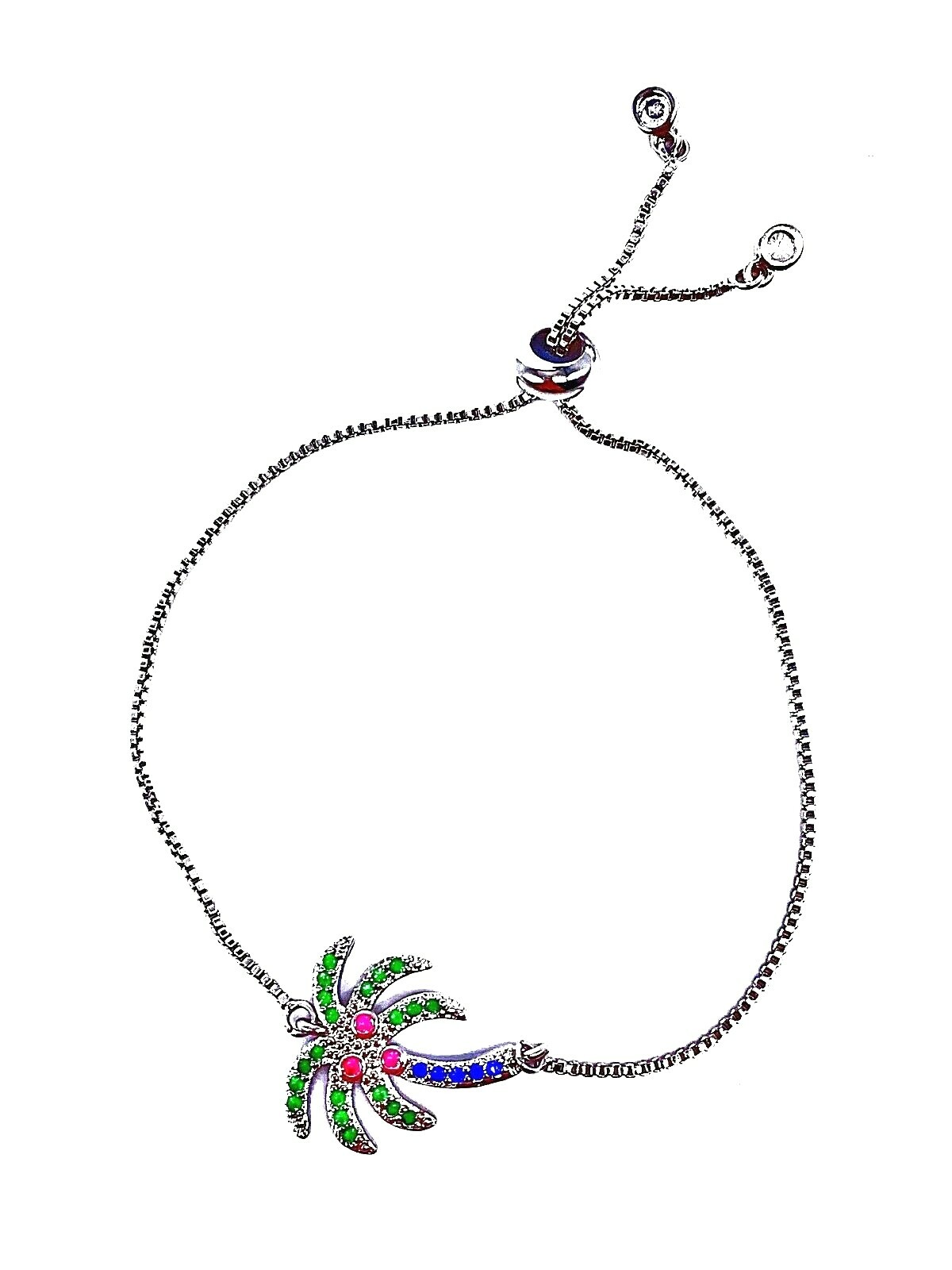Bolo Bracelet Adjustable Box Chain Sliding Bead Colorful Palm Tree Connector gallery