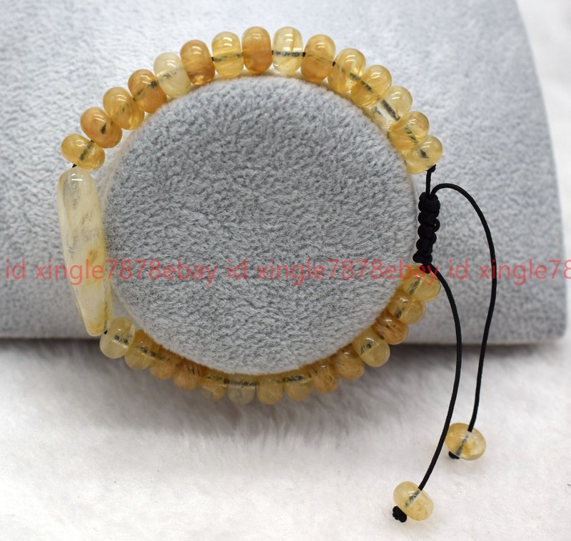 Pretty Natural 5x8mm Tea Watermelon Tourmaline Gems Rondelle Bead Bracelet 7.5in gallery