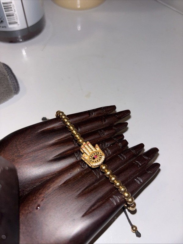 Goldoni Milan Hamas Gold Beaded Bracelet With Pink Gems gallery