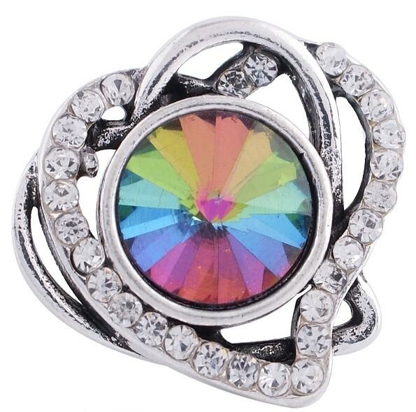 Snap Jewelry Rhinestone Heart Rainbow Love fits 18-20mm Fits Ginger Charms