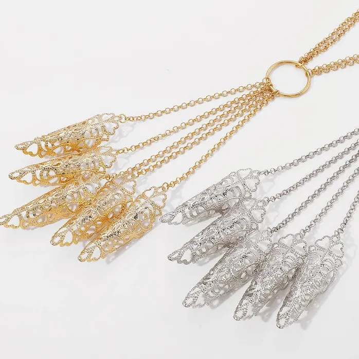 Punk Gothic Cone Tassel Nail Hand Chain Bracelet for Women Trendy Jewelry gallery