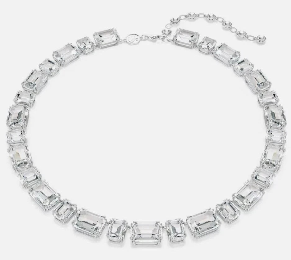 SWAROVSKI Millenia Tennis Necklace, Octagon Cut, White, Rhodium Plated gallery