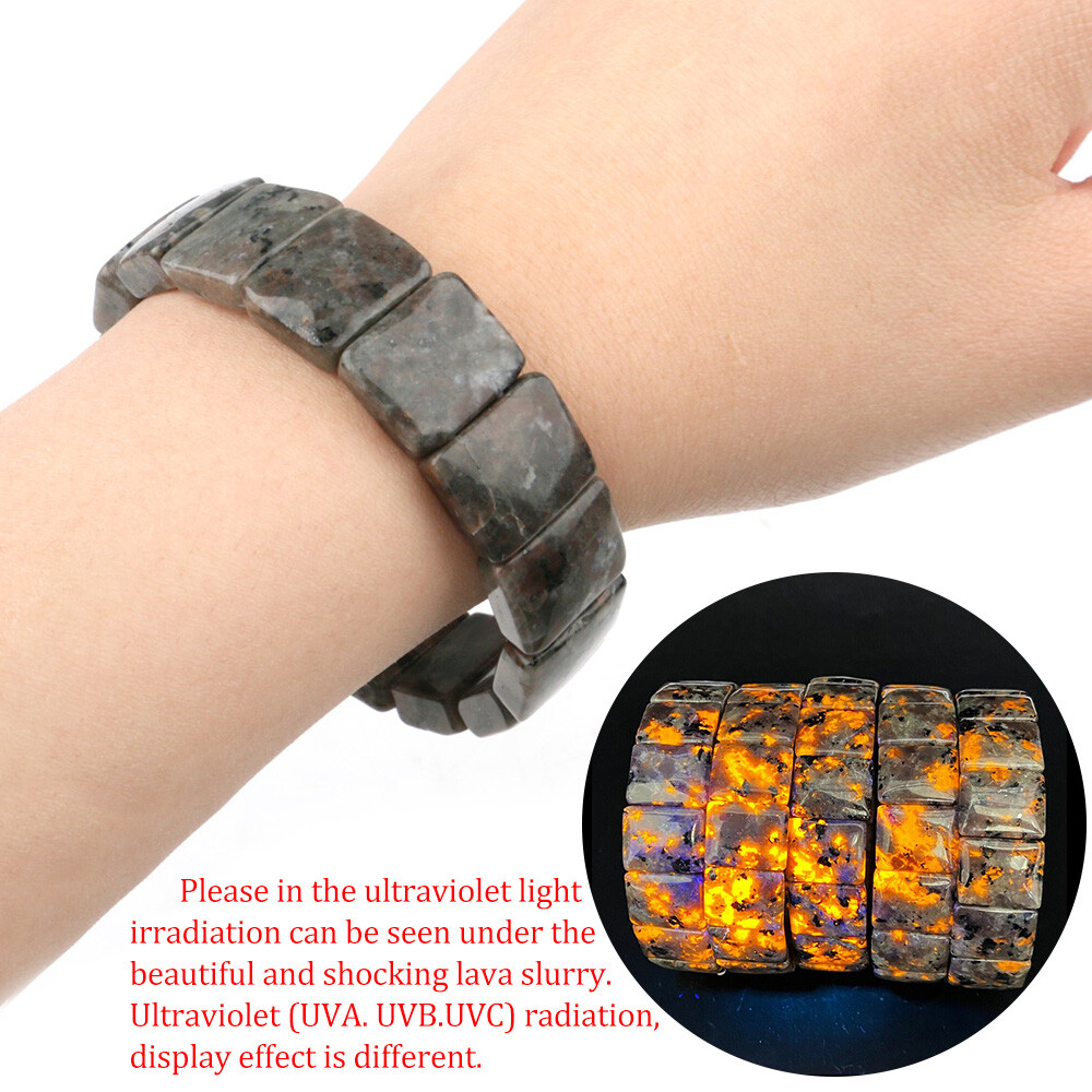 1pc Natural Yooperlite Bracelet Halloween Stone Bracelet UV Reactive Yooperite gallery