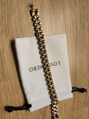 Gold Watch Band Style Bracelet With Crystal Accents Sweat Proof, Tarnish-Free,