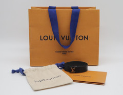 Louis Vuitton Monogram Eclipse Lv Slim Canvas Bracelet Size 21 MINT