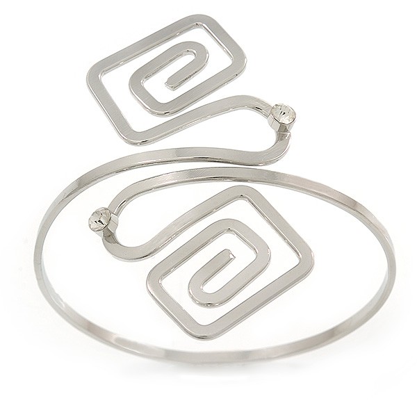 Swirl Squares Upper Arm, Armlet Bracelet In Silver Tone/ 27cm L/ Adjustable gallery