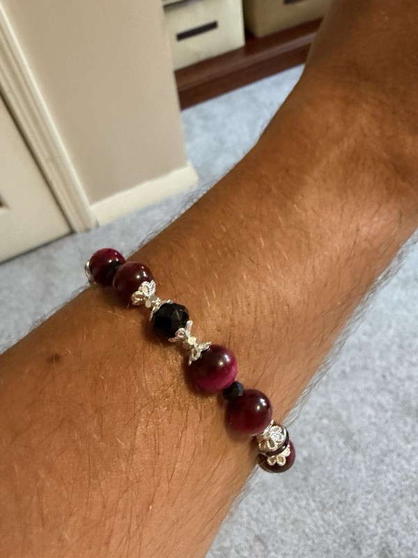 Hot Pink Tiger’s Eye Crystal Bead Bracelet gallery
