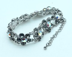 Handmade gray and ab color Flower silver tone shape metal fashion Bracelets