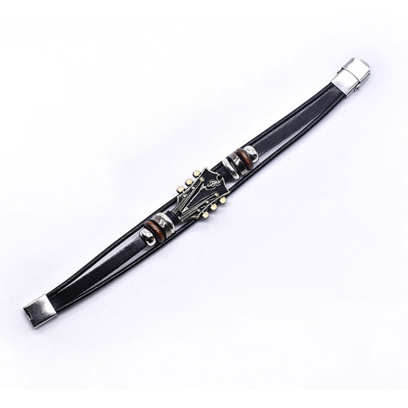 Retro Faux Leather Guitar Bracelet,Zinc Alloy Rock Music Guitar Bracelet ET gallery