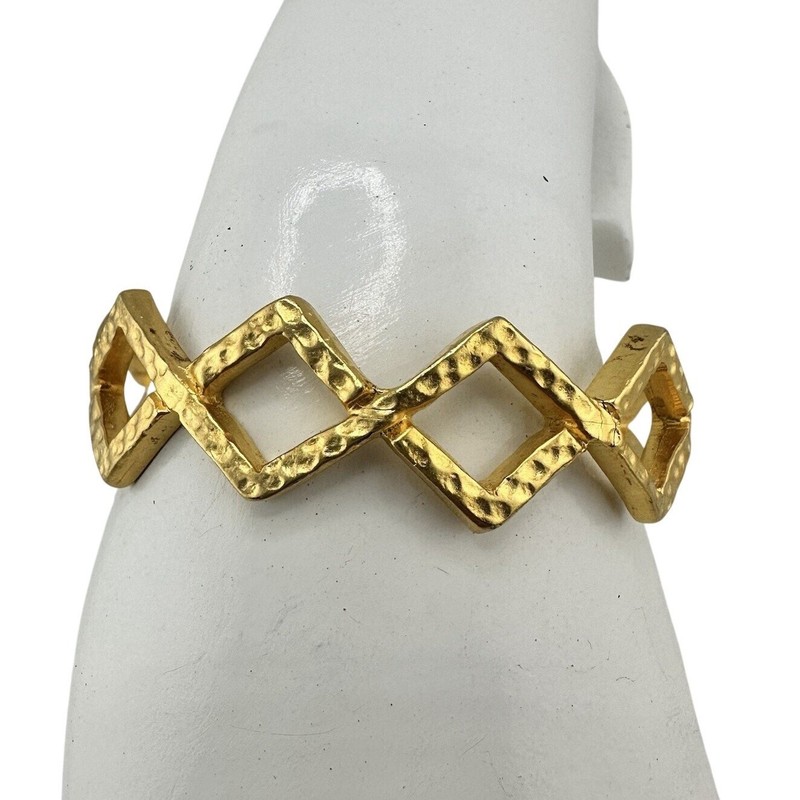 Pamé Designs 22K GP Hammered Texture Geometric Designer Cuff 6” Bracelet gallery