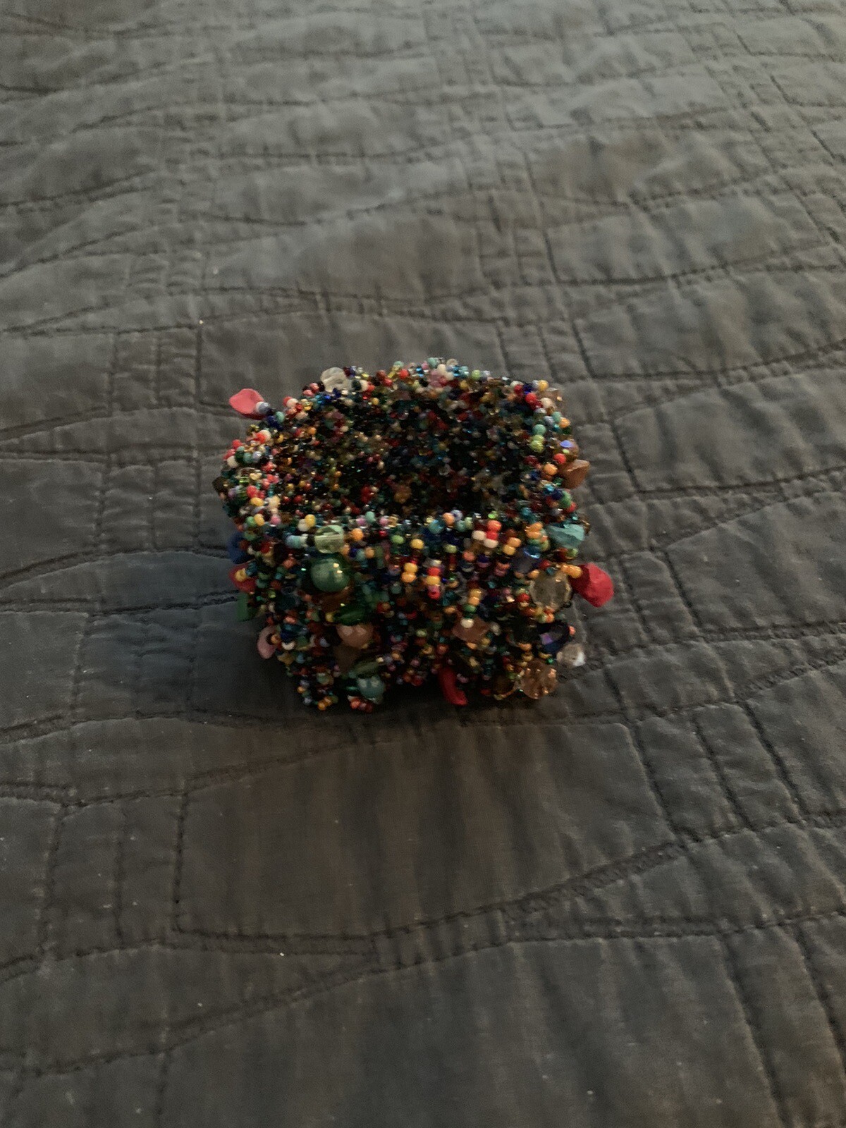 Multi Beaded Multicolored Seed Bead Cuff Bracelet Boho Style 1 ½ “ Wide gallery