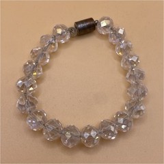 Clear Faceted Round Crystal Beaded Bracelet Stackable Magnetic Clasp