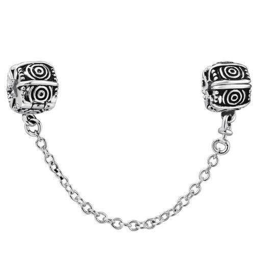 S925 STERLING SILVER CIRCLES CLIPPED SAFETY CHAIN FOR EUROPEAN CHARM BRACELETS gallery