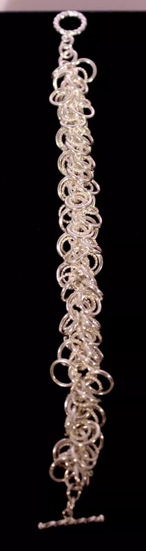 New Chainmaille 925 Sterling Silver Sassy Swirl of Rings Bracelet 7" gallery