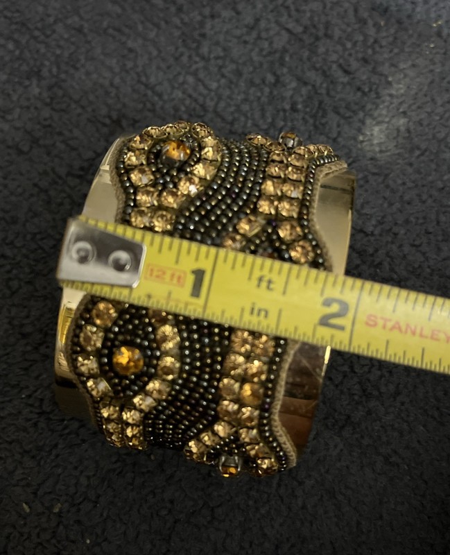 A.V. Max N.Y.C. Wide Cuff Bracelet Gold Tone Designer Signed gallery