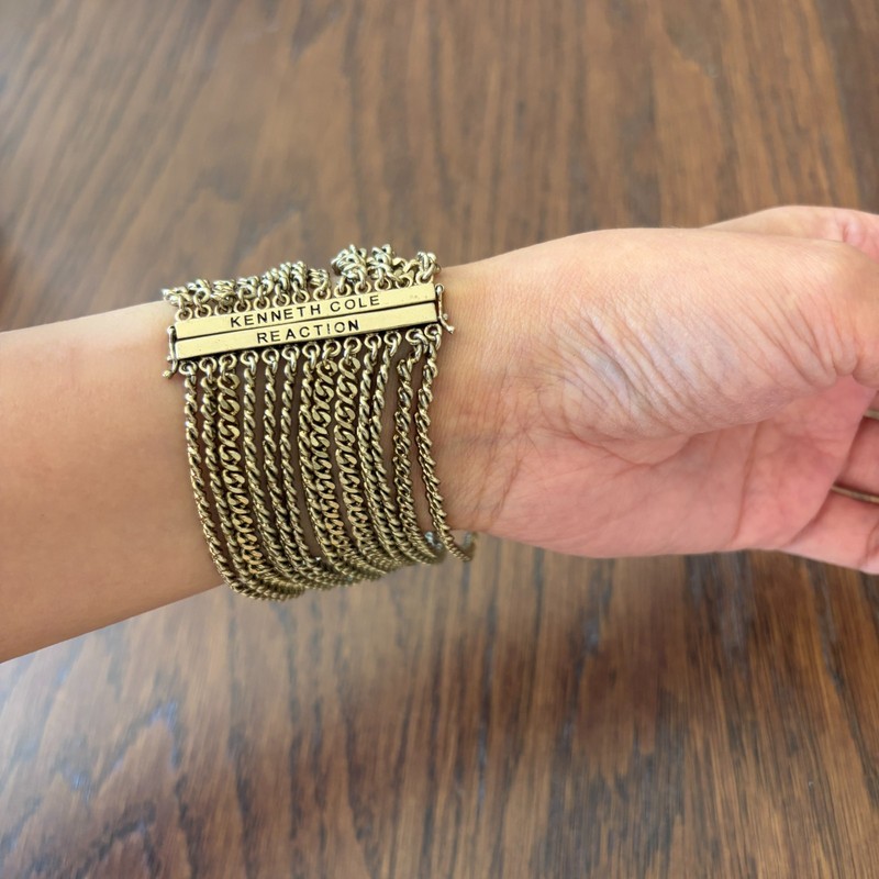 Kenneth Cole Reaction, Antique Gold-Tone Multi-Chain Statement Bracelet, 7.5”(L) gallery