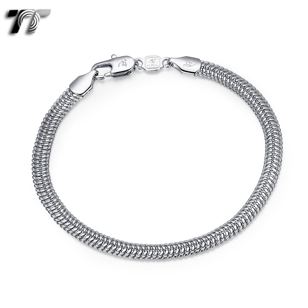 TT 6mm 18K White Gold Filled Chain Bracelet (CBF174S) NEW gallery