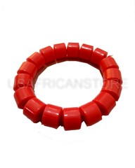 Plastic Coral Beaded Bracelet, Handmade African Cultural Jewelry for Men Women