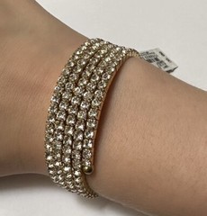 Women’s Stretchy Spiral Wrap Clear Crystal Gold Tone Bracelet NWT 6 1/2 Inch
