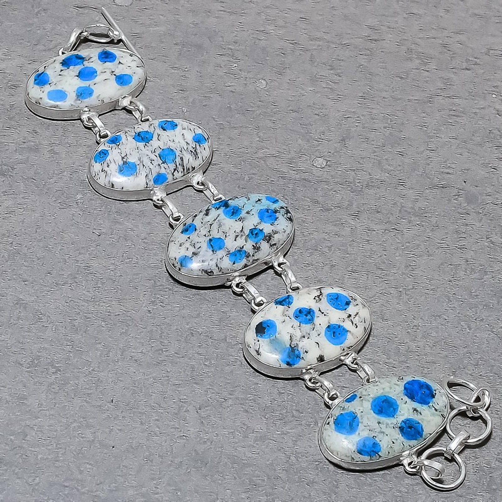 K2 Azurite Oval Shape Gemstone Handmade Fashion Gift Jewelry Bracelet 8" SR 1563 gallery
