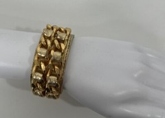 Dolce Vita Designer Gold Tone Wide Style Metal Chain Wrap Cuff Bracelet