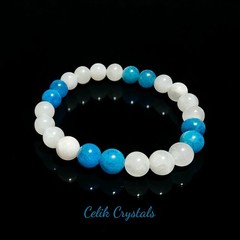 Apatite Moonstone Bracelet Natural Stones 8mm Stretches
