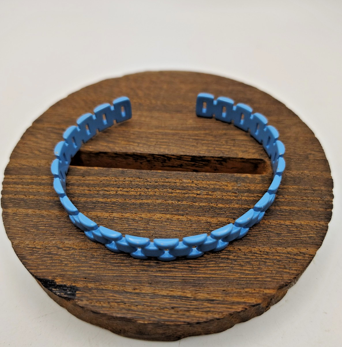By Alexa Rae Melania Clara Blue Adjustable Rectangle Link Bracelet Bangle Cuff gallery