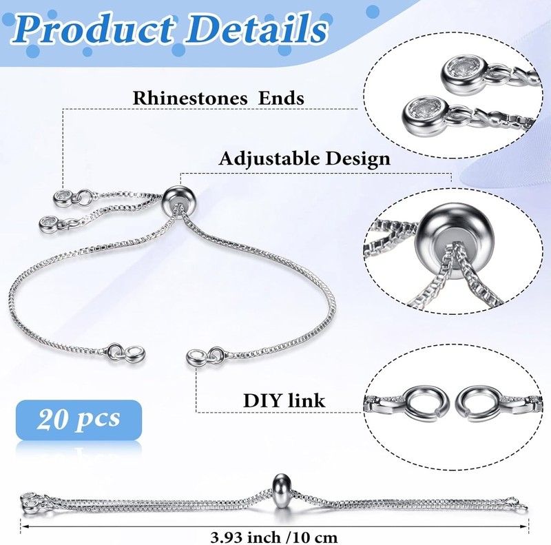 10 Pieces Adjustable Slider Bracelet for Jewelry Making Bracelet Chains for D... gallery