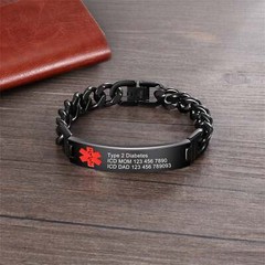 Personalized Men’s Medical Bracelet,Custom Medical Information and Emergency