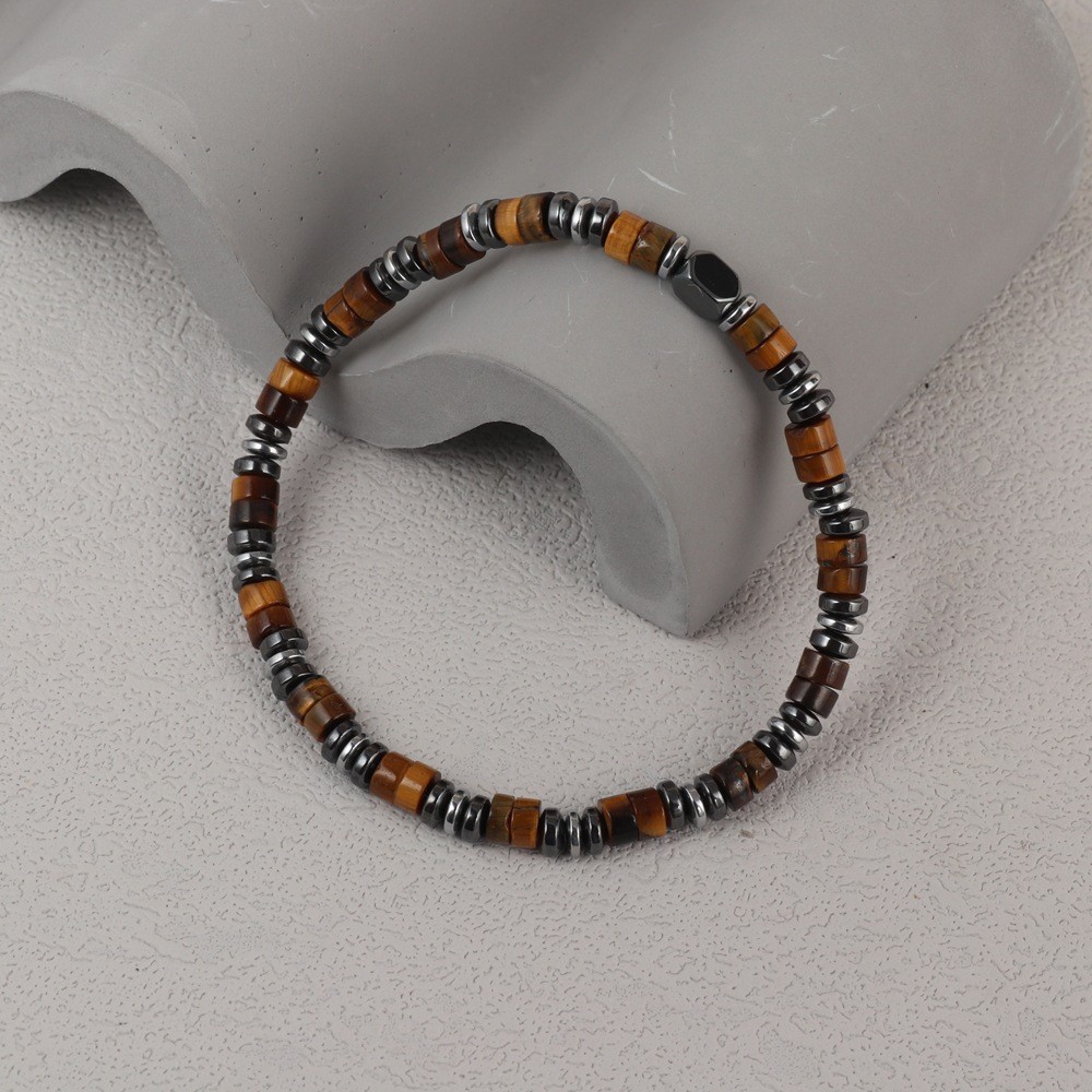 Men's Tiger Eye Hematite Bracelet Healing Energy Jewelry Strength Grounding Gift gallery