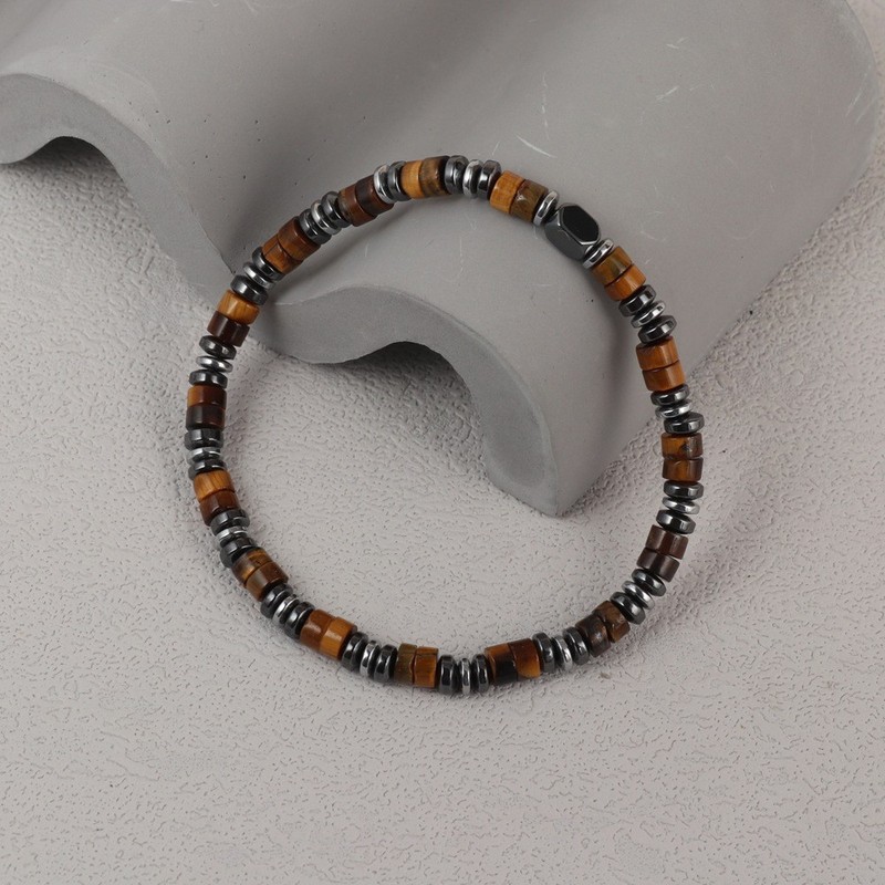 Men's Tiger Eye Hematite Bracelet Healing Energy Jewelry Strength Grounding Gift gallery