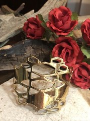 Amrapali Modernist Gold tone Open Work Adjustable Cuff Bracelet India 26g,6 3/4