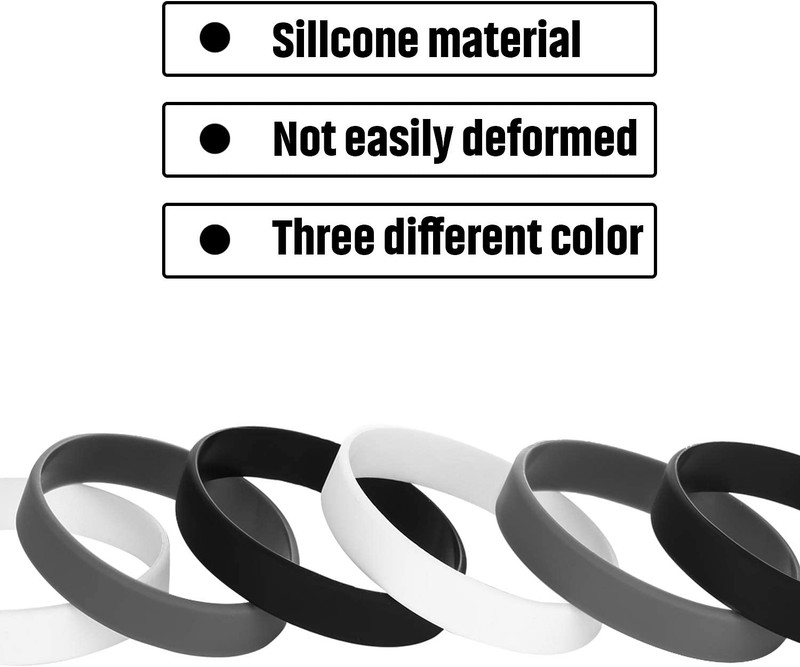 12 Pieces Rubber Bracelets, Solid Color Silicone Wristbands, Multi-Pack Blank... gallery