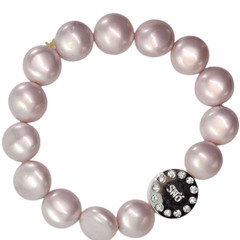 Sno of Sweden Pink Shell Pearl Stretch Bracelet