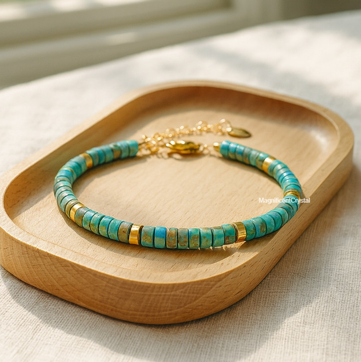 Natural Blue Turquoise Stone Bracelet Healing Reiki Women Jewelry Xmas Gifts gallery