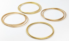 Set of 4 Triple Linked Brushed Rose & Gold Tone Stackable Bangle Bracelets
