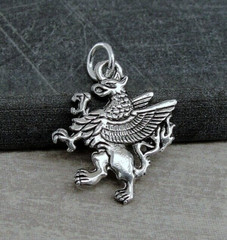 Silver Griffin Charm – Mythical Bird Creature Charm – Gryphon Charm Jewelry
