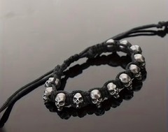 Skull Metal Alloy Woven Black Bracelet Unisex