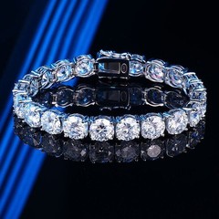 1-2CT D Round Moissanite Tennis Chain Bracelet 925 Silver Pass Test 6.5 4mm