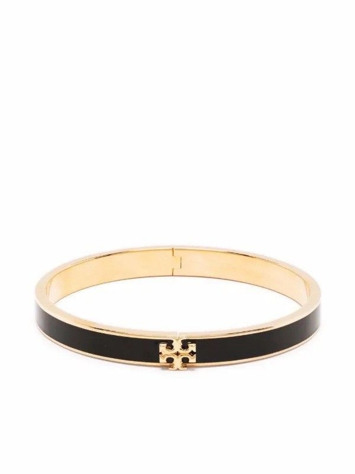 Tory Burch Kira Enamel Hinge Logo Bracelet Black Gold Brand New Authentic gallery