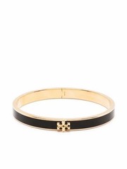 Tory Burch Kira Enamel Hinge Logo Bracelet Black Gold Brand New Authentic