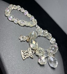 Set Of Two Clear Acrylic Beaded Elastic Bracelets – Angel Theme