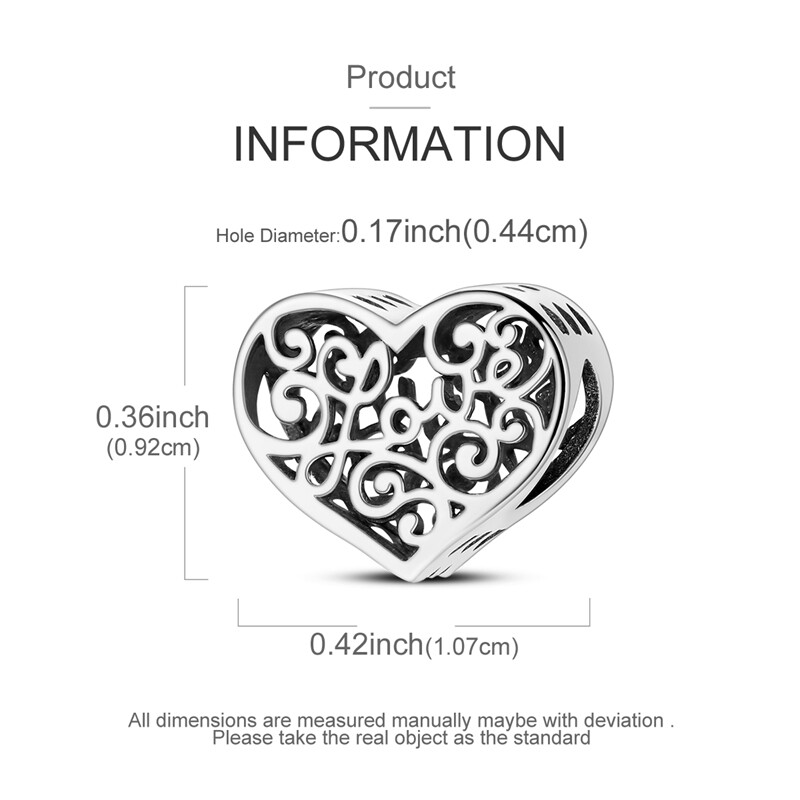 MULA 925 Sterling Silver DIY Charm Hollow Totem Heart Love For Women Bracelet gallery