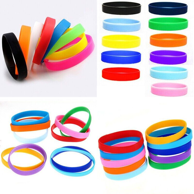 10PCS Rubber Silicone Bracelet Blank Wristband Multi Color Wrist Band Set