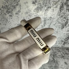 Miu Miu Bracelet Bangle 5IB425 Leather Gold White Women Accessory Pre-owned